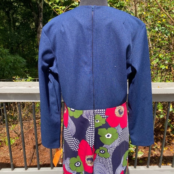 Deadstock NWT 60s 70 Flower Power Mod Ribbed Knit Bold Floral Hostess Maxi Dress - Picture 10 of 10